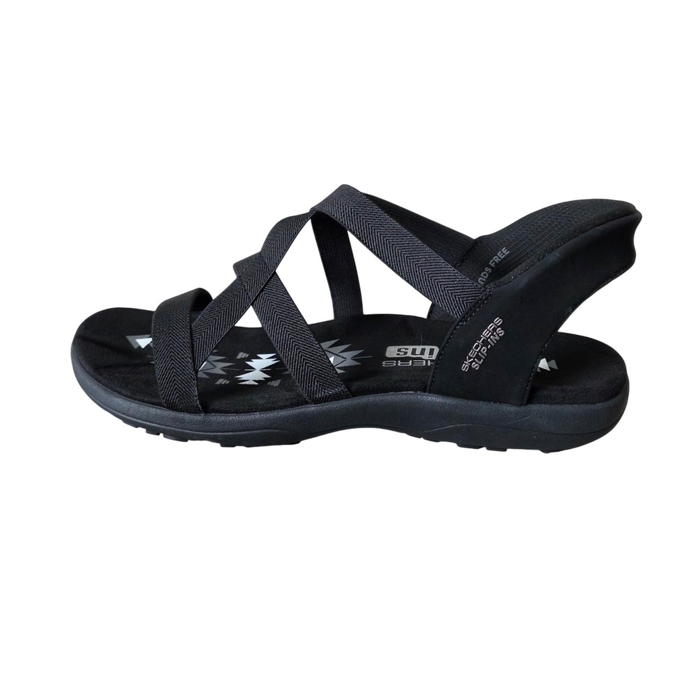 Skechers Hands Free Slip-ins Sandals Women 11 Black Textile Stretch Fit 163460W‎